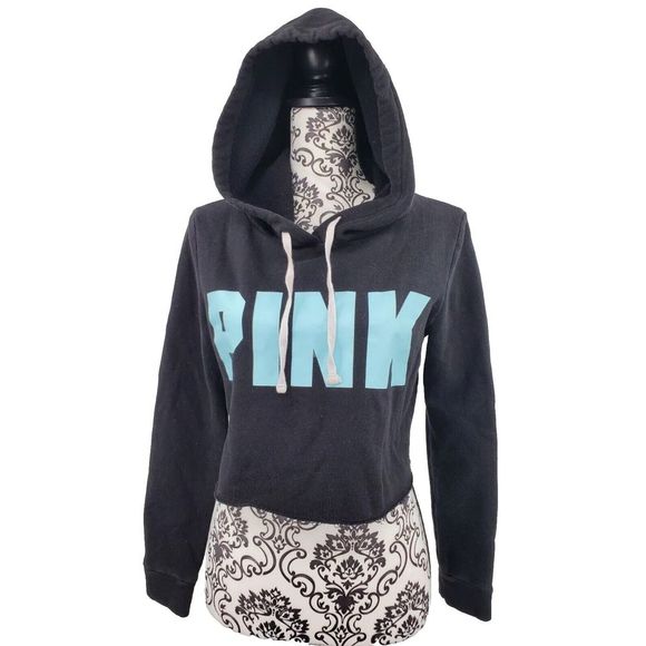 Victoria's Secret Tops - Victoria's Secret Pink Cropped Hoodie Women's XS X-Small Long Sleeve Sweatshirt